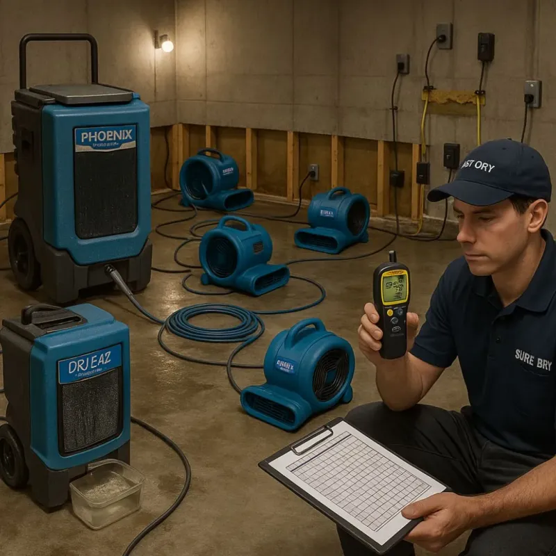 Structural Drying and Dehumidification process in Los Serranos, CA